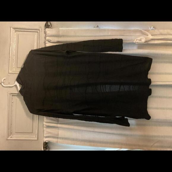 August Silk Options Textured Black Long Open Cardigan Size Large - Picture 7 of 7